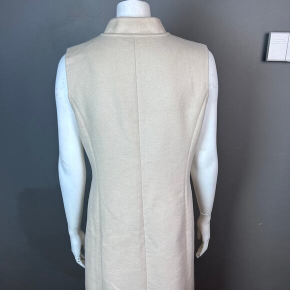 BCBG MaxAzria long vest medium cream wool minimalist quiet luxury cream Thrones - Picture 12 of 15